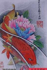 manoscritto tatuaggio colorato calamari peonia