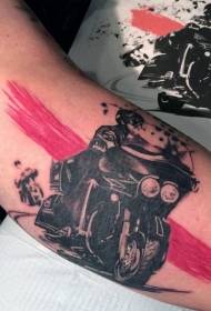 malnova lernejo stilo brako motorciklo tatuado ŝablono