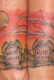 model de tatuaj din piatră mormântă de desene animate memorie de culoare