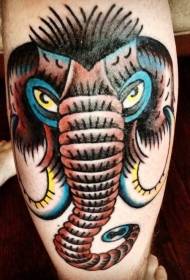 calf huge colorful old school mammoth tattoo pattern