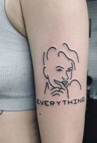 lengan gadis di garis hitam kreatif abstrak gadis potret gambar tato