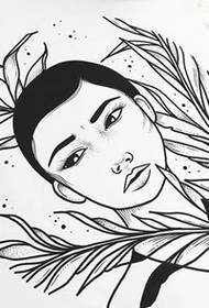 سیاہ بھوری رنگ کی خواتین کے پورٹریٹ ٹیٹو کے مخطوطہ