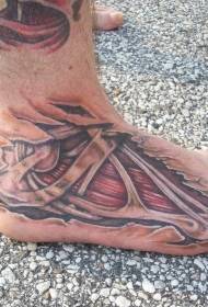 foot color meat and bone tear tattoo pattern