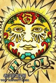 modello tatuaggio classico totem del sole dipinto manoscritto