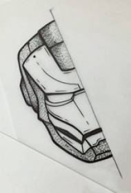 manoscritto tatuaggio creativo nero metà volto prepotente prepotente eroe Marvel