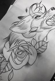 Utaratibu wa tatoo la tattoo ya Wolf Rose Wolf