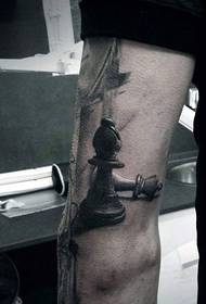 arm 3D schwaarz-wäiss Schach Tattoo Bild