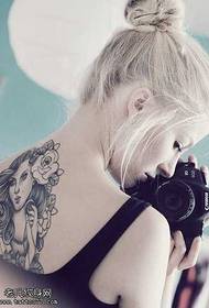 Späť módne žena portrét tetovanie vzor