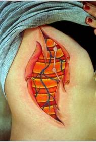 Waist side color skin fiber under the skin tear tattoo pattern