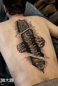 rasgadura de la mano hacia atrás Patrón de tatuaje de hueso de piel