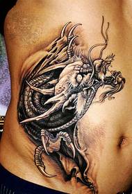 腹部引き裂くドラゴンタトゥーパターン画像