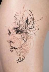elegáns pontozott vonalú tervezési stílus Kreatív tetoválásminták halmaza