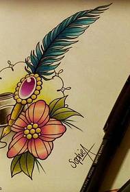 Рукопись цвет перо цветок татуировки