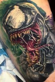 gemoolt bluddege Mond gro Mond späitzt béis Venom Tattoo Muster