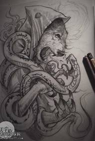 Rukopis Wolf Snake Tattoo Pattern