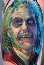 patrón de tatuaxe de retrato de personaxe de estilo de terror