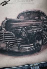 šonkaulis gražus automobilis juodai pilkas tatuiruotės raštas