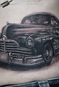 costola laterale bella macchina modello tatuaggio nero grigio