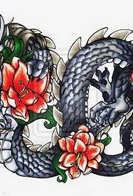 Ang kulay ng manuskrito dragon Tattoo Pattern