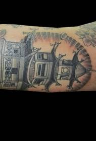 padrão de tatuagem grande templo pintado bonito