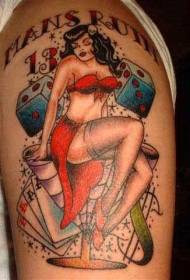Scorpion Poker Девушка с ручной росписью Классический рисунок татуировки