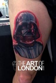 Kojų spalvos „Dass Vader“ portreto tatuiruotės modelis