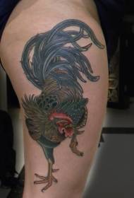 Thigh Exquisite Colourful Cock Tattoo Tatt ስርዓተ ጥለት