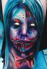 painted scary female zombie horror tattoo pattern