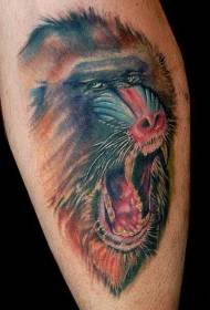prachtige kleur realistyske baviaan avatar tattoo patroan