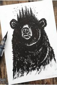 Modello di tatuaggio orso nero di inchiostro manoscritto