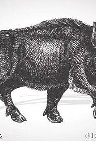 Klasik el çekilmiş yaban domuzu dövme deseni