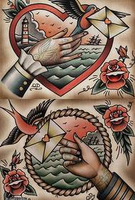 Motif de tatouage pigeon lettre peinte manuscrite