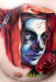 modello di tatuaggio ritratto sacro morto color petto