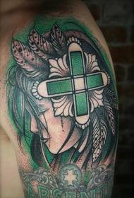 hand groene schoonheid tattoo patroon 173363- 八 啦 tattoo patroon