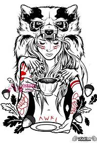 Creative Bear Female Tattoo -käsikirjoituskuva