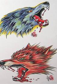 बहुत जंगली खूनी भेड़िया सिर टैटू पांडुलिपि प्रशंसा चित्र
