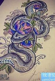 Húðflúrmynstur handrits Snake Chrysanthemum