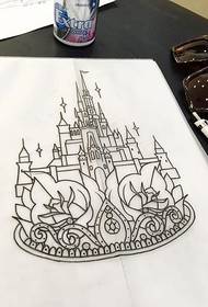 simple style castle tattoo pattern manuscript material