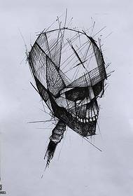 Manuscript Line Head Tattoo Pattern