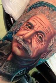 arm color Isaac Newton portrait tattoo pattern
