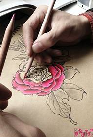Gambar naskah tato penciptaan bunga peony