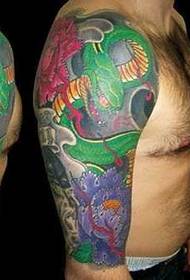 Grande mudellu di tatuaggi di ritrattu peonia di serpente