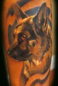 Color de braç realista gos llop Retratat tatuatge
