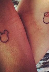 Pár Mickey Minnie egyszerű tetoválás minta