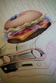 рукописный рисунок с изображением гамбургера