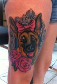 Cute German Shepherd Rose тату Үлгү