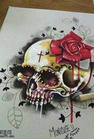 kolor rękopisu czaszki róża tatuaż wzór