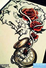 wzór tatuażu kompas róża