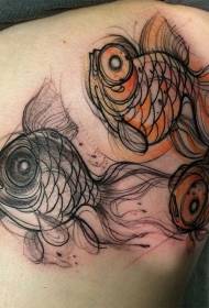 mooi schets kleur vis tattoo patroon
