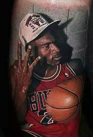 ganz realistesch 3d Basketballspiller Tattoo Muster